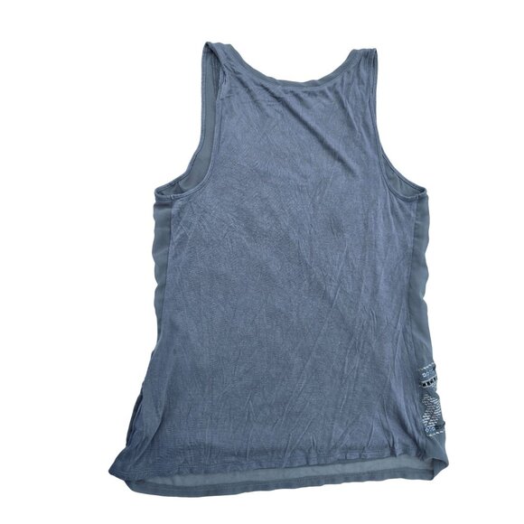 Express Gray Sleeveless Embellished Tank Top With Geometric Beaded Accents - Picture 2 of 5